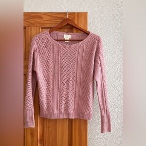 Artelier Women's Light Pink Cable Knit Sweater size S